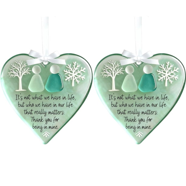 Yuarrent Colgante hecho a mano de recuerdos de amigos en forma de corazón, regalo de adornos navideños, Ideal para Navidad y regalos Kits de decoración para fiestas