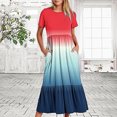 thumbnail image 2 of Penkiiy Women's Summer Gradient Print Casual Short Sleeve Crewneck Basic Swing T Shirt Dress Flowy Beach Vacation Sundress 2XL Multicolor, 2 of 7