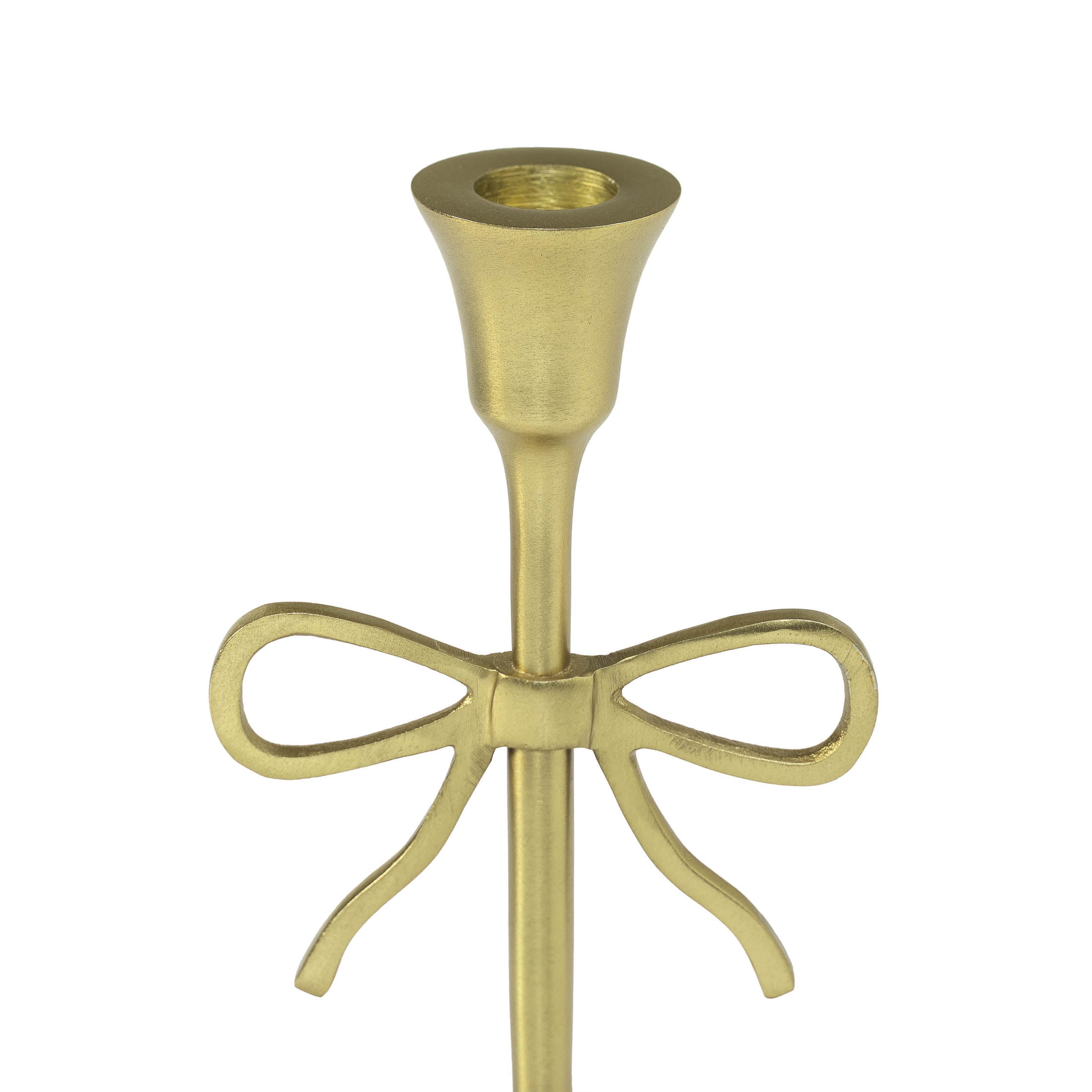 My Texas House Bow Taper Candle Holder, 8 in, Gold