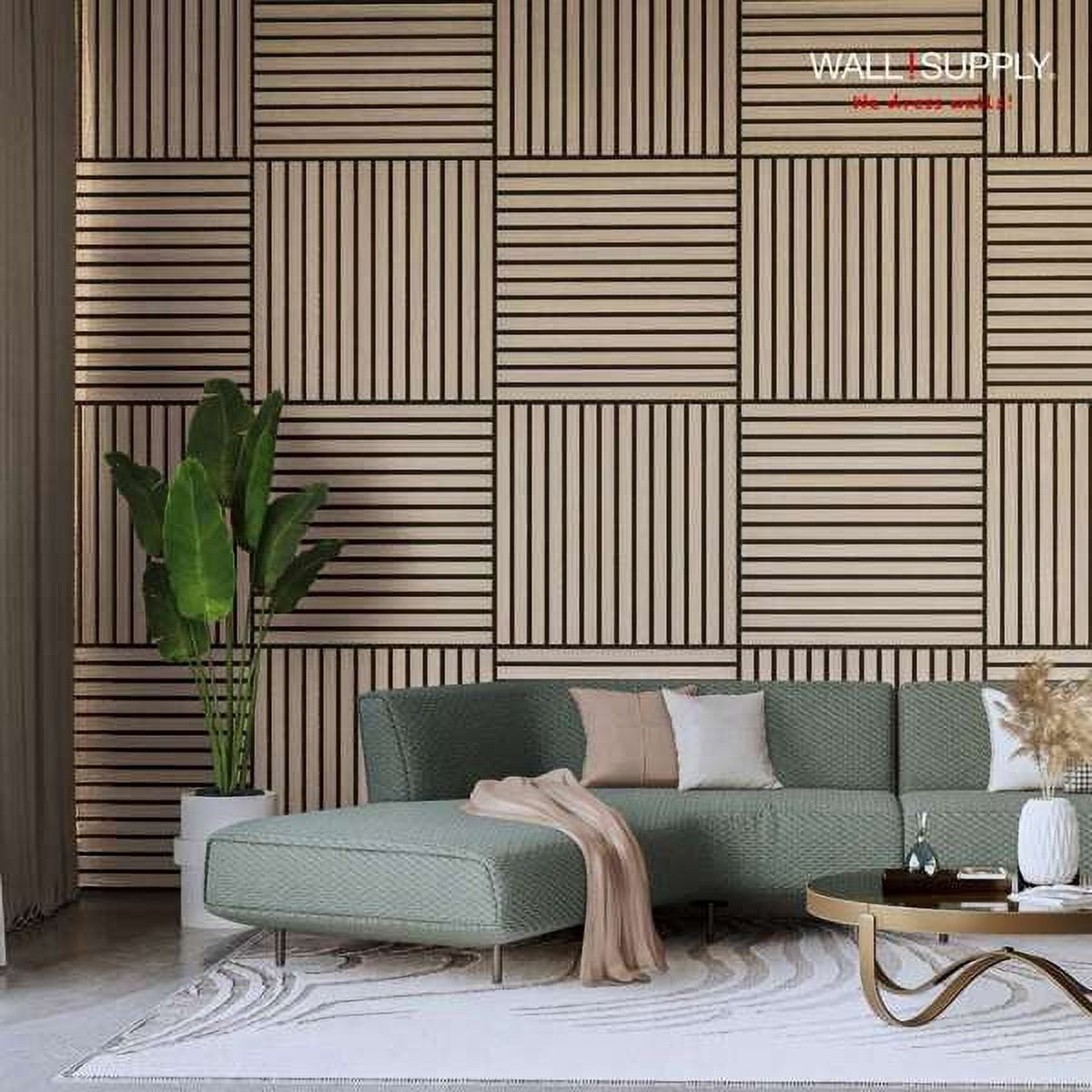 Wall!Supply UltrAcoustic Eco Tile in Natural Oak - 3D Acoustic Polystyrene Wall Panels - Easy DIY Installation – Natural Oak Wood Look Finish - Set of 6 Panels (10.87 sq ft)