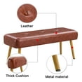 thumbnail image 2 of Modern Ottoman Bench with Padded Seat, Leather Upholstered Footrest Stool Bedroom Bench with Metal Legs, 2 of 8