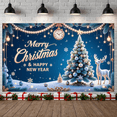 thumbnail image 6 of Festive Christmas Banner Blue Color New Year Display Star Decor Reindeer Design Holiday Backdrop for Christmas Party New Year Celebration Indoor Event, 6 of 9