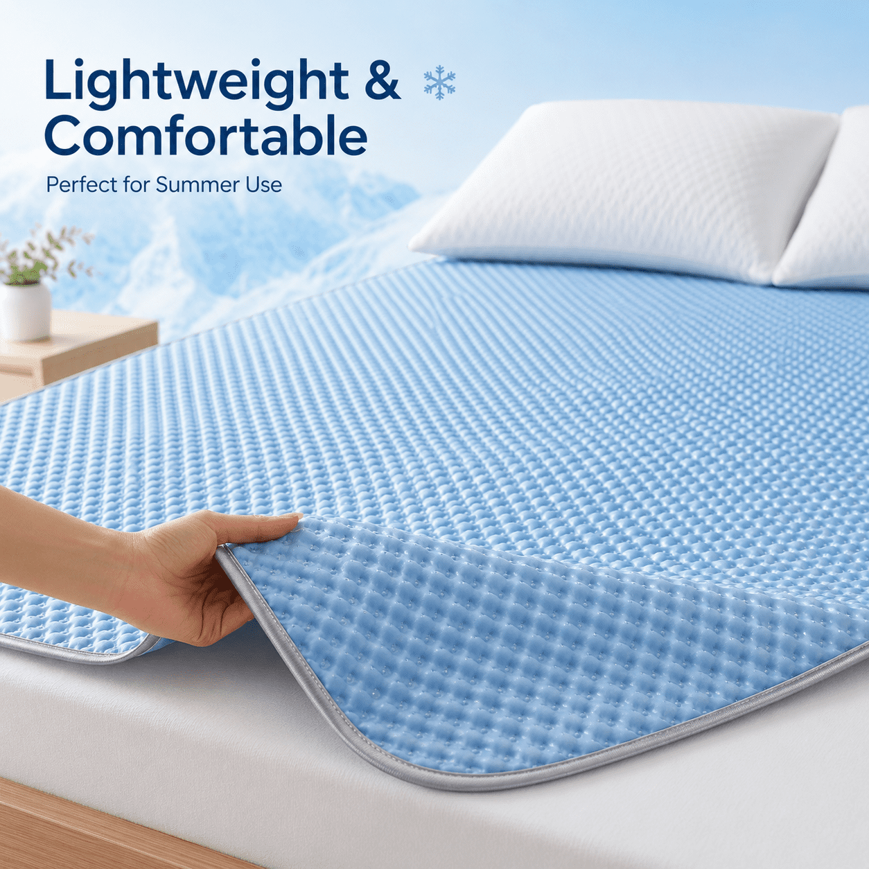 Cooling Pad Mat for Bed Cooling Mattress Pad for Sleep, Summer Hot Flashes, Adult, Pets, No Water or Electricity Required(79 x 71 Inch,Light Blue)