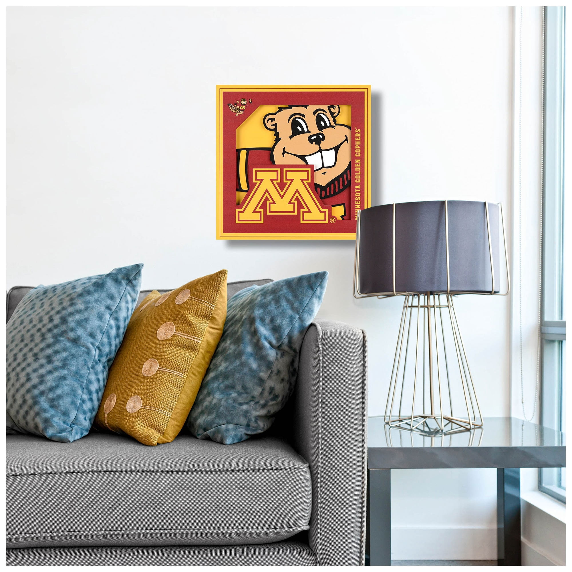 Minnesota Golden Gophers 12'' x 12'' 3D Logo Wall Art
