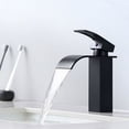 thumbnail image 1 of Grifo monomando para lavabo en cascada, moderno, negro, grifo monomando para baño, grifos para fregadero de encimera, apto para fregadero incorporado, 1 of 5