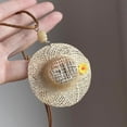 thumbnail image 5 of Boho Straw Hat Pendant Necklace for Women Handmade Woven Rope Necklace with Flower Beach Summer Jewelry Vacation Daily Wear, 5 of 5
