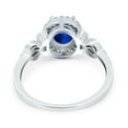 thumbnail image 3 of Halo Oval Ring Blue Sapphire CZ 925 Sterling Silver Size 6, 3 of 6