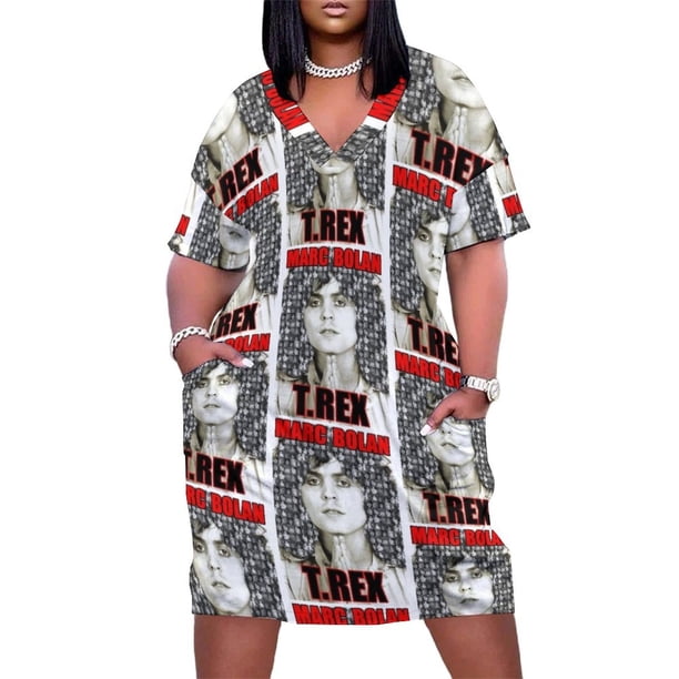 Vestido suelto Marc Bolan T.Rex con diseño de cabello encantador y completo y ropa de mujer Bolan