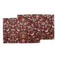 thumbnail image 3 of S4Sassy Red Folk Art Bird & Floral Printed Dining Room Reversible Tablemats With Napkins set, 3 of 3