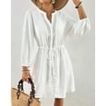 thumbnail image 3 of Bsubseach Bathing Suit Cover Up for Women Button Down Dress Drawstring Swim Coverups with Pockets, 3 of 5