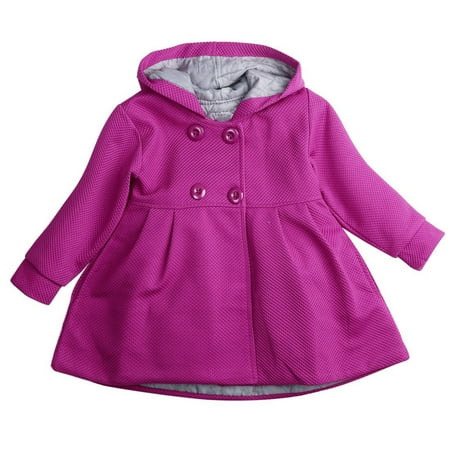 

Baby Girls Warm Hooded Trench Coat Cute Princess Windbreaker Parka Jacket Kids Button Outwear Children Clothes Tops