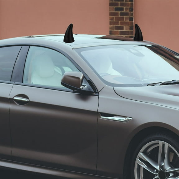 SOPOTUTU 1 Pair 3D Horns Bumper Stickers Black Polyurethane Anti-Collision Car Decorations Spooky Vehicle Accessories
