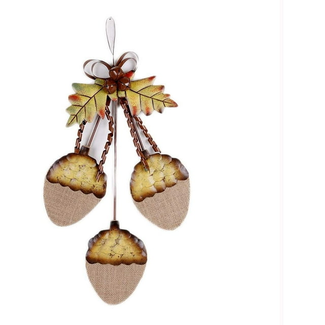 Metal Fall Acorn Cluster Sign Wall Hanging Ornaments Decor for Front Door Indoor Outdoor Autumn