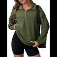 thumbnail image 1 of Sudadera Ligera y Suave de Larga con Solapa y Media Cremallera para Mujer, Estilo Informal, Holgada y con Cuello de . Verde XXL, 1 of 8