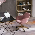 thumbnail image 3 of Home Office Velvet Fabric Swivel Chair, Adjustable Height Chair with Gold Metal Legs and Ergonomic Backrest, Perfect in Living Room, Dining Room, Home and Office, 22.8"wx24.8"dx33.9"h, Pink, 3 of 7