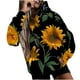 thumbnail image 1 of Moda Mujer O-cuello Camiseta de manga larga Estampado con capucha Blusa de bolsillo Tops Fridja ghj987+6804, 1 of 8