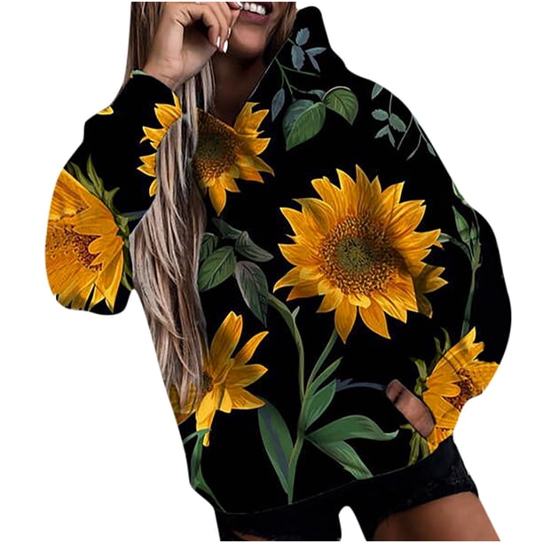 Moda Mujer O-cuello Camiseta de manga larga Estampado con capucha Blusa de bolsillo Tops Fridja ghj987+6804