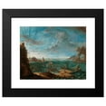 thumbnail image 2 of Lodovico Mattioli 24x20 Black Modern Framed Museum Art Print Titled - A Coastal Landscape with Ships and Figures, 2 of 5