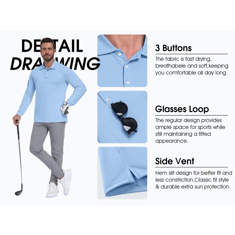 GIRUNS Men's Long Sleeve Golf Polo UPF 50+ photo 4