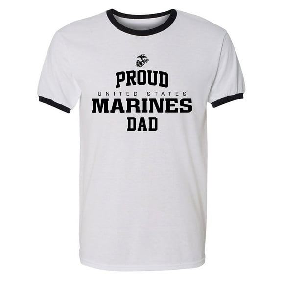 Proud Marines DAD Adult Short Sleeve Ringer T-shirt