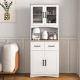 thumbnail image 3 of Noble House 66.9" Kitchen Pantry Cabinet with Drawers and Microwave Stand, White, 3 of 16