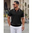 thumbnail image 2 of COOFANDY Mens Quarter Zip Polo T Shirt Vintage Striped Lightweight Knitting Golf Workout Classic fit, 2 of 6