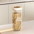 thumbnail image 2 of Contenedor hermético de 2300 ml para almacenar alimentos, recipiente sellado con tapa a presión para harina, granos y arroz, organizador de cocina de acrílico con tapa de imitación madera, tarro de, 2 of 9