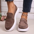 thumbnail image 2 of Rokment Womens Classic Penny Loafers Walking Shoes 2026 Spring Fall Casual Suede Solid Color Platform Chunky Oxfords Driving Business Work Dress Shoes Brown Size 6.5, 2 of 8