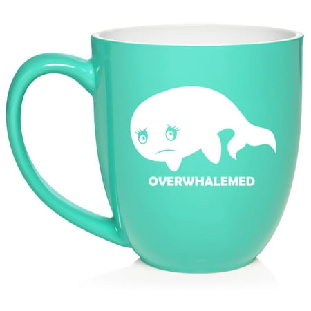

Overwhalemed Whale Overwhelmed Funny Ceramic Coffee Mug Tea Cup Gift for Her Him Friend Coworker Wife Husband (16oz Teal)
