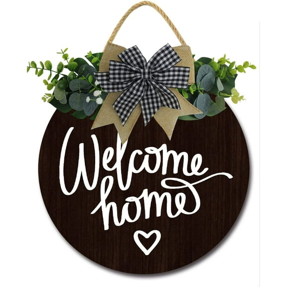 Eveokoki 12" Welcome Sign for Front Door Porch Farmhouse Wreaths Hanging Wooden Sign Wall Decor for Home Christmas Decoration Housewarming Gift Outdoor Indoor