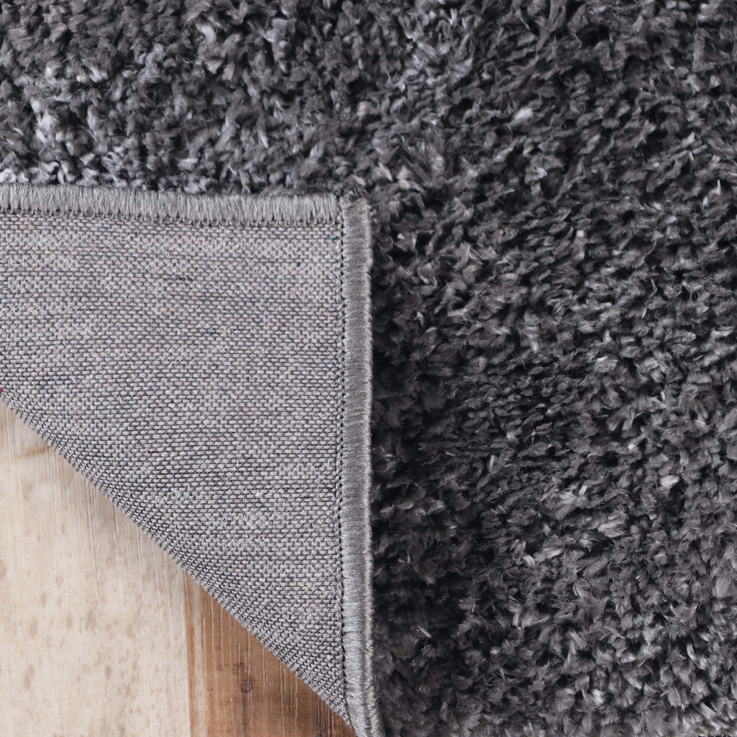 BNM Solid Indoor Shag Runner or Area Rug, 8' x 10', Grey