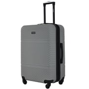 Wrangler 4 Piece Expandable Hardside Spinner Luggage Set with Packing Cubes, Sharkskin Grey