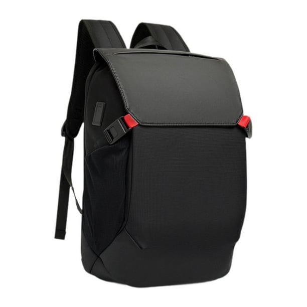 Mochila de viaje de negocios con correa para equipaje. Mochila de viaje ligera para el trabajo. Negro con rojo