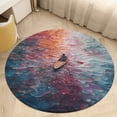 thumbnail image 4 of Colorful Kayaks Glide Across The Lake Floral Medallion Round Rug - Small Round Area Rug, Soft Non-Slip Machine Washable Bedroom Mat Indoor Accent Entry Carpet for Office Desk Dorm Hallway, 4 of 6
