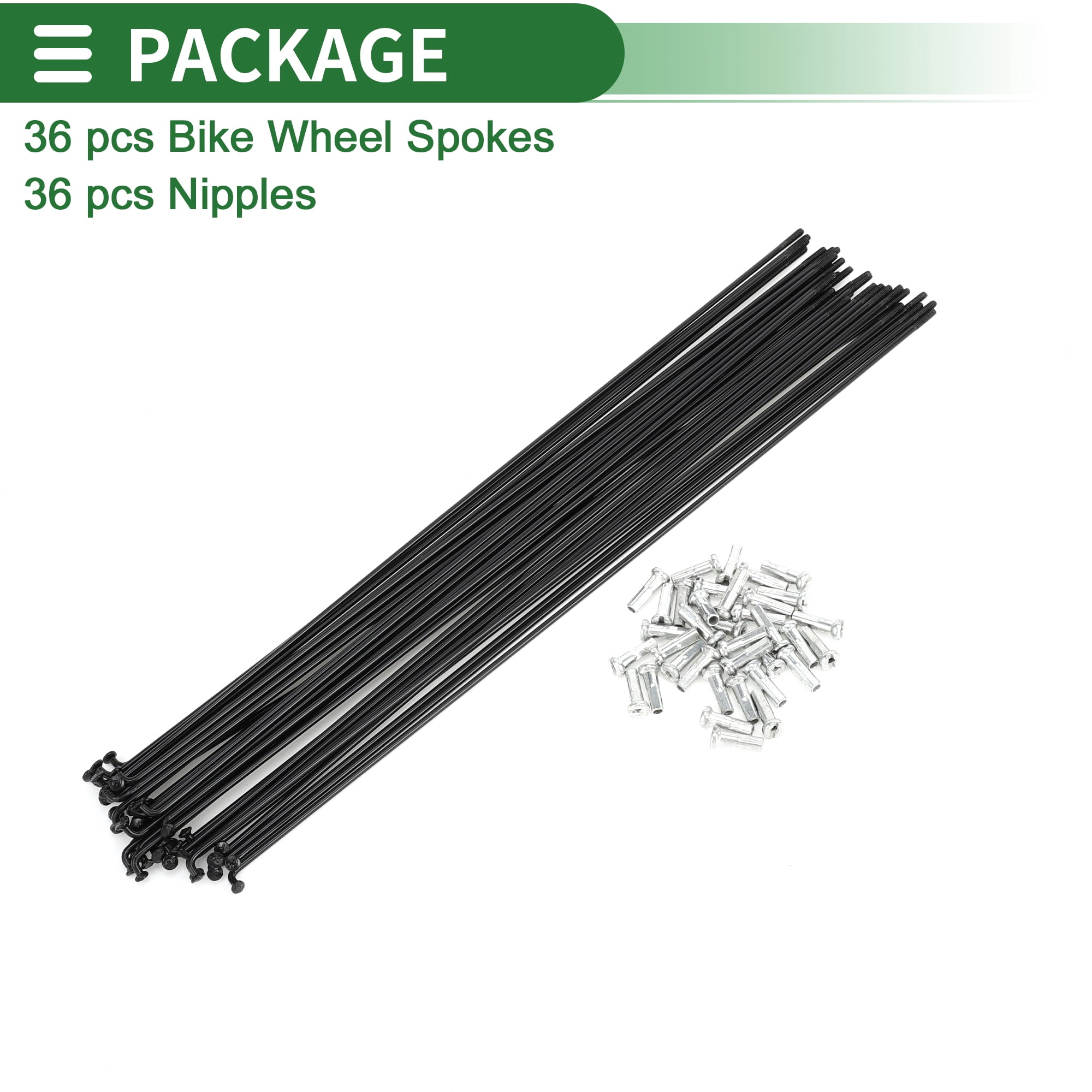 Unique Bargains 36Pcs Universal Bike Wheel Spokes 14G Carbon Steel Black Black 11.69"