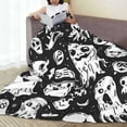 thumbnail image 6 of Rateoe Black White Spooky Ghosts Print Fuzzy Fleece Throw Blanket Extra Large,Super Soft,Fluffy and Warm Blankets for Couch,Bed,All Season Use (40"x30"), 6 of 8