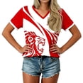 thumbnail image 5 of Women's V-Neck Short Sleeve Sports Tee, England Lion Graphic Print Casual Shirt, Breathable Loose Fit Summer Top, Trendy Soccer Fan Jersey for Game Day and Daily Wear, 5 of 5