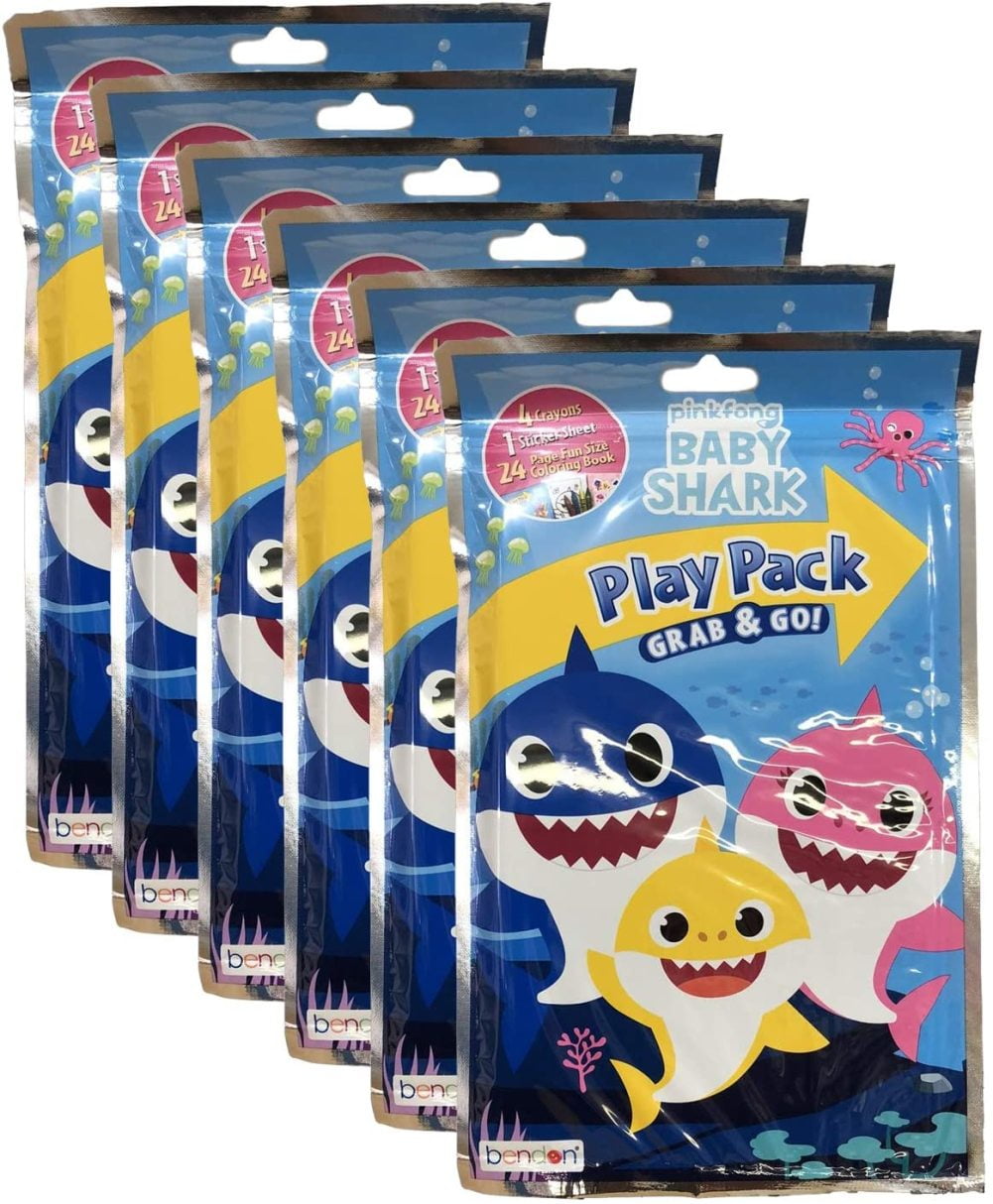 Baby Shark Crayon & Sticker Grab n Go Play Pack Bulk 6 Pack
