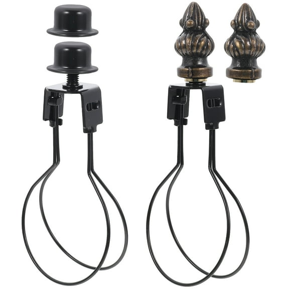 2 Sets Clip on Lamp Shade Adapters Round Light Bulb Holders