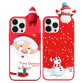 thumbnail image 1 of Funda RUMDEY para iPhone 15 Pro, paquete de 2 unidades, muñeca navideña 3D, TPU, 1 of 6