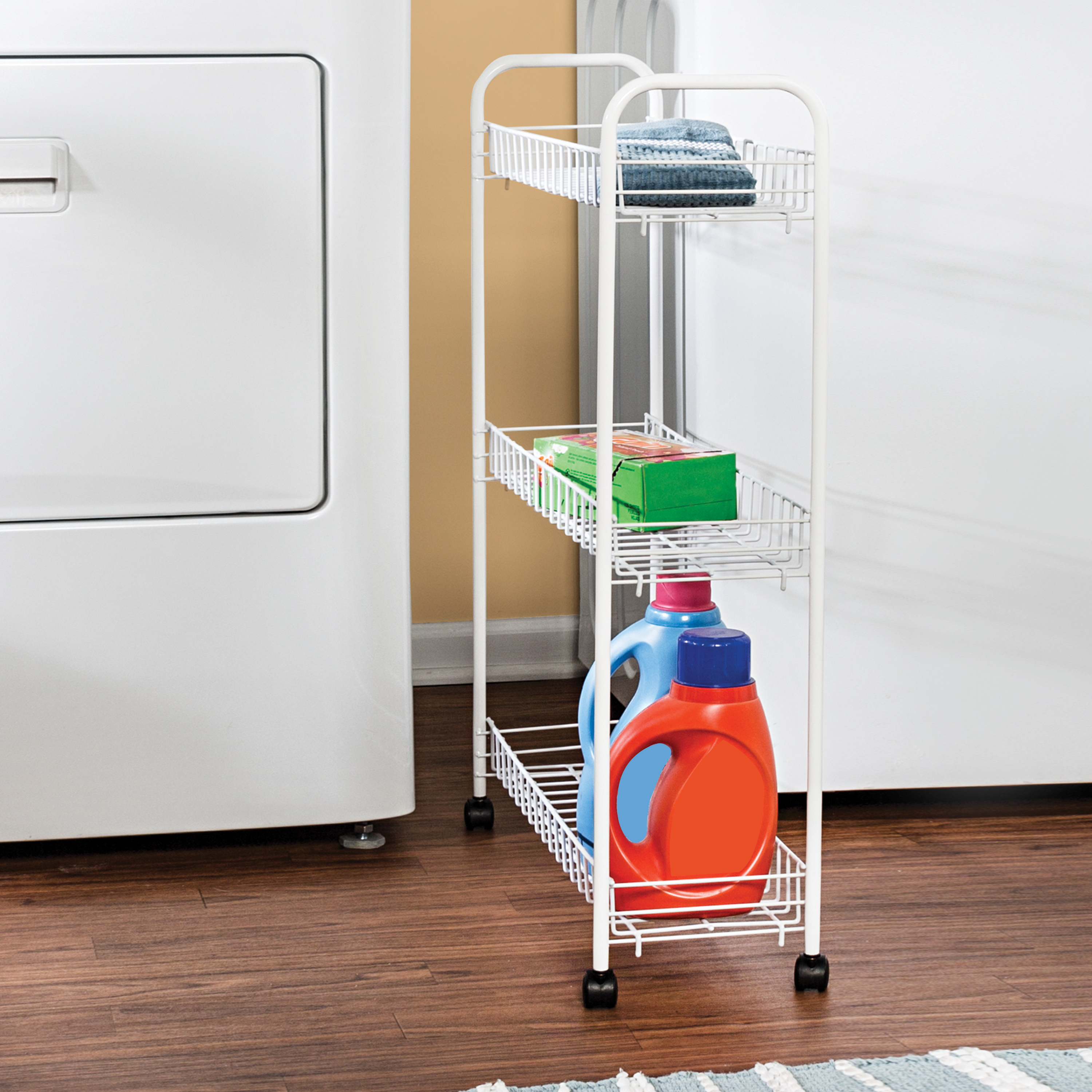 Honey-Can-Do 3-Tier Rolling Steel Storage Cart, White - image 3 of 7