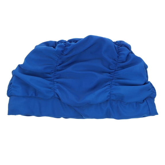 LULULION Eco-Friendly Blue Pleated Swim Hat, Protects Hair While Swimming, 1Pc