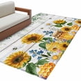 thumbnail image 2 of Sunflowers Area Rug 4'x6', Floral Green Leaves Bees Watercolor Wooden Washable Non-Slip Rugs, Low Pile Large Carpet for Living Room Bedroom Dining Room Kitchen Office Indoor Mat, 2 of 9
