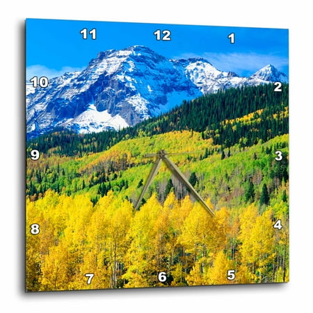 Colorado Rockies Desk Clock - 3dRose USA, Colorado, Rocky Mountains, Autumn in the Rockies., Wall Clock, 13 by 13-inch