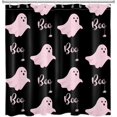 thumbnail image 4 of Spooky Halloween Shower Curtain Decor, Gothic Horror Halloween Pink and Black Ghost Shower Curtains 72 X84 inch Polyester Fabric Bathroom Decoration Bath Curtains Hooks Included, 4 of 6