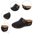 thumbnail image 5 of Rokment Womens Orthopedic Wedges Clogs Fisherman Sandals Boho Beach Vintage Buckles Leather Closed Toe Arch Support Platform Walking Mules Gladiator Backless Slip on Slides Summer Black Size 6, 5 of 7