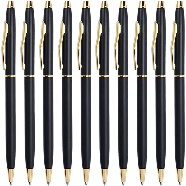 Bolígrafos negros, bolígrafo de tinta negra al por mayor, punta media de 1,0 mm, escritura suave para hombres, mujeres, uniformes de policía, oficina y negocios, paquete de 10 (negro)