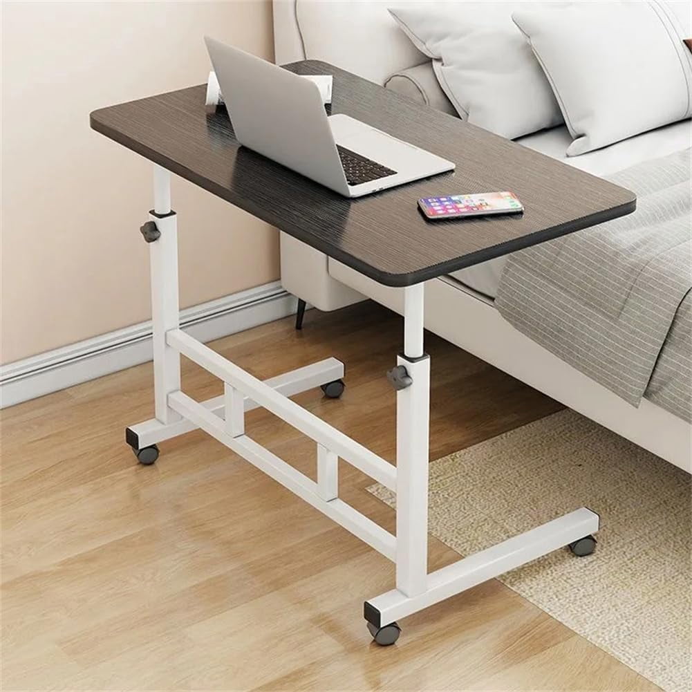 QinaQin Standing Desk Adjustable Height,Small Computer Desk with Wheels,Portable Laptop Standing Table for Home Office Study,Black