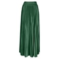 thumbnail image 6 of QATAINLAV Satin Skirts for Women Boho Pleated Maxi Skirt Elegant Elastic Swing Long Skirt High Waist A Line Casual Holiday Skirts Green S, 6 of 8