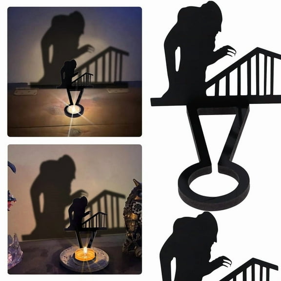 Halloween Horror Candle Holder Decorations Black Ghost Death Spooky Shadow Candle Holders for Indoor Decor